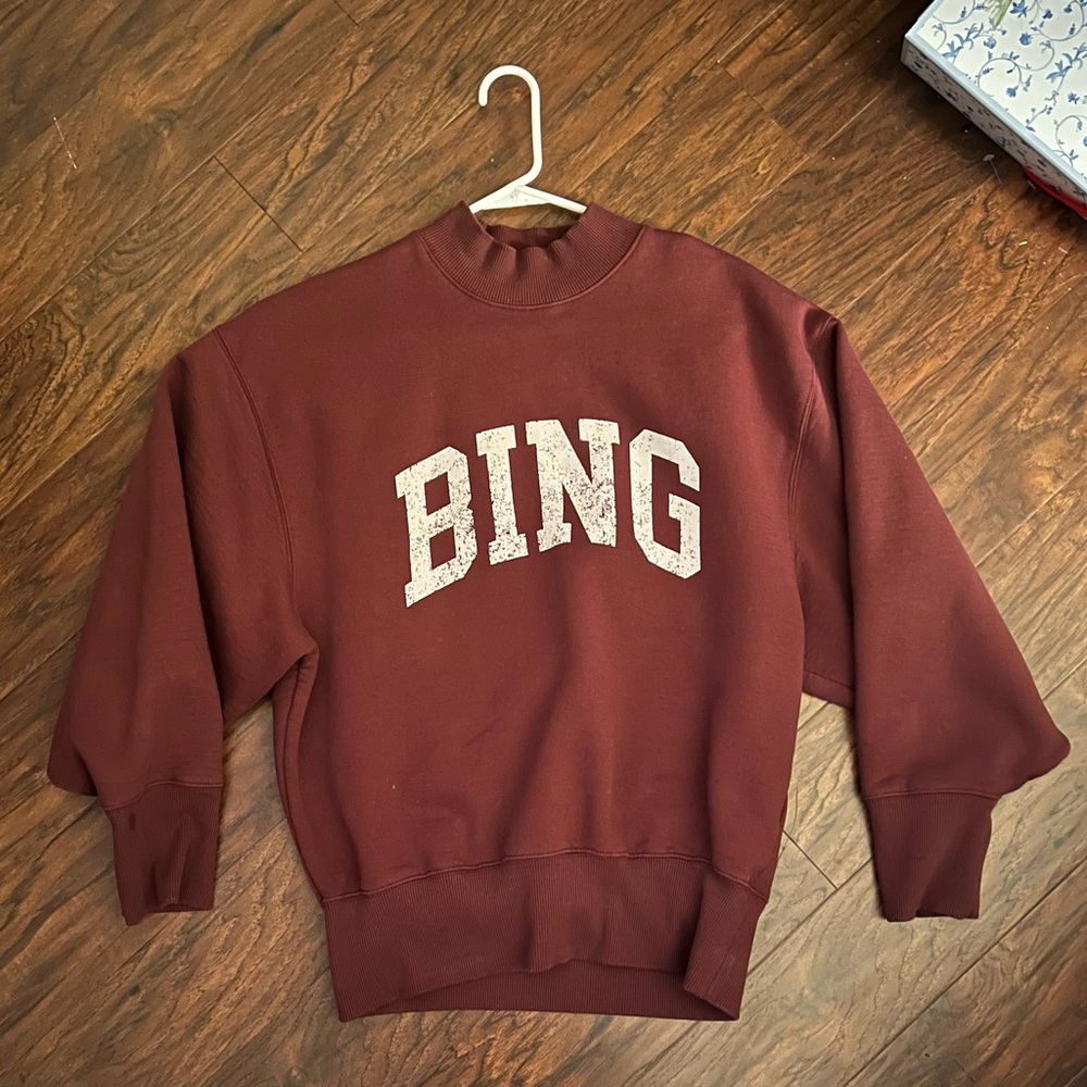 Anine Bing Maroon Crew Neck Sweater